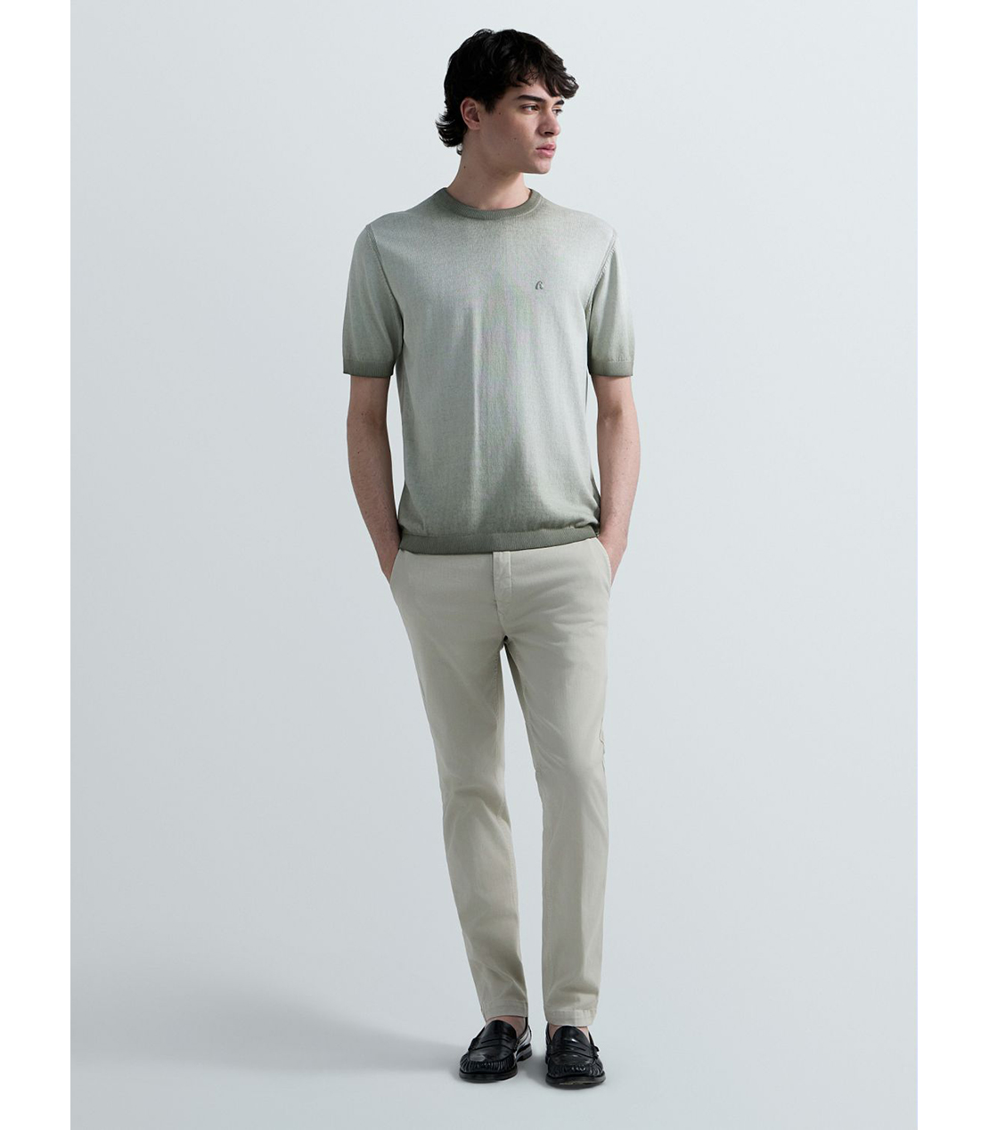 オンブレコットンクルーネックハーフスリーブセーター 詳細画像 モスグリーン 2